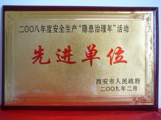 2009年2月，被西安市人民政府評為2008年度安全生產(chǎn)“隱患治理年”活動先進單位